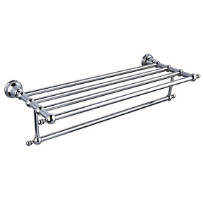Traditional Chrome Wall Mounted Bathroom Towel Rack Shelf with Towel Rail