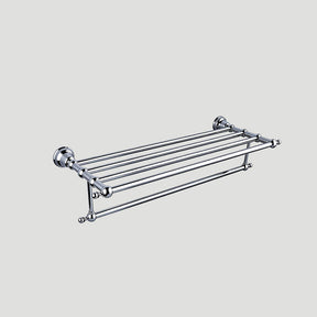 Traditional Chrome Wall Mounted Bathroom Towel Rack Shelf with Towel Rail