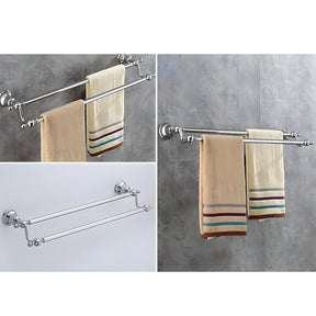 Traditional Chrome Wall Mounted Bathroom Towel Rack Shelf with Towel Rail