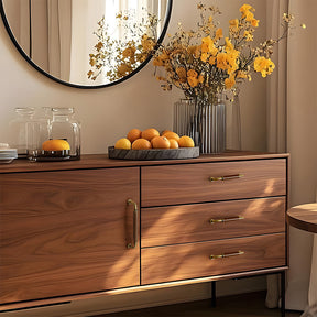 Retro Solid Brass and Wood Cabinet Pulls For Kitchen