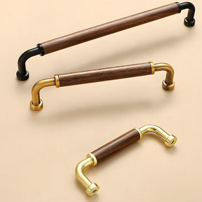 Retro Solid Brass and Wood Cabinet Pulls For Kitchen