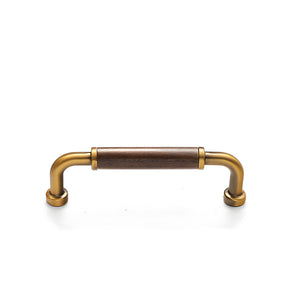 Retro Solid Brass and Wood Cabinet Pulls For Kitchen