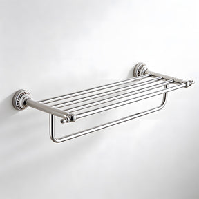 Traditional Chrome & Ceramic Wall Mounted Bathroom Towel Rack Rail