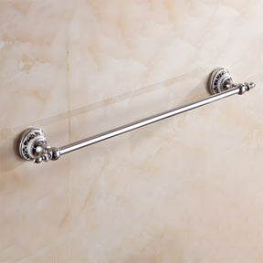 Traditional Chrome & Ceramic Wall Mounted Bathroom Towel Rack Rail