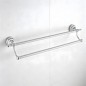Traditional Chrome & Ceramic Wall Mounted Bathroom Towel Rack Rail