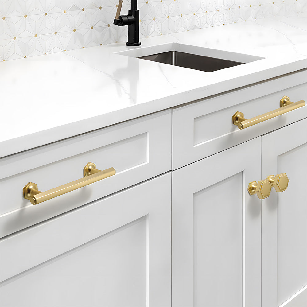 Vintage Hexagon Cupboard Handles for Kitchen