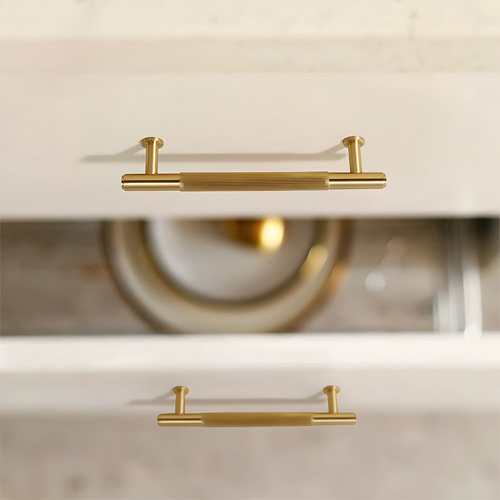 Retro Aged Bronze Lined Brass Cabinet Handles