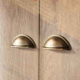 Vintage Solid Brass Shell Cup Pulls For Kitchen