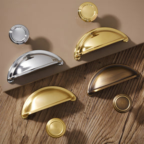 Vintage Solid Brass Shell Cup Pulls For Kitchen