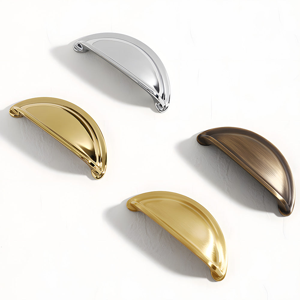 Vintage Solid Brass Shell Cup Pulls For Kitchen