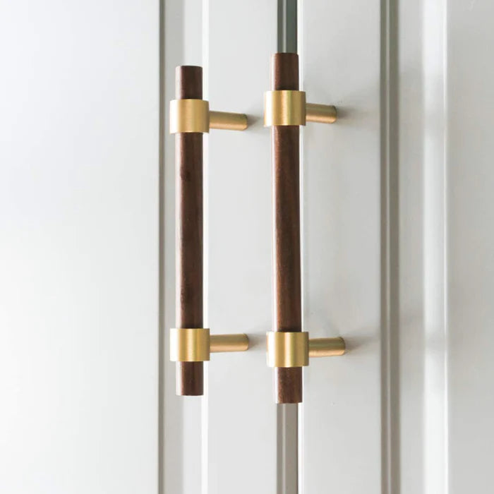 Wooden Cabinet Handles With Brass Base