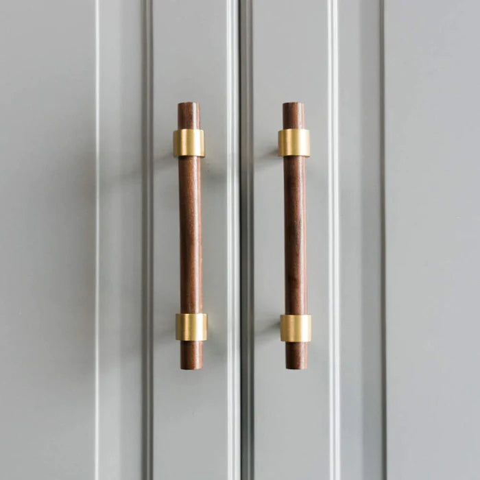 Wooden Cabinet Handles With Brass Base