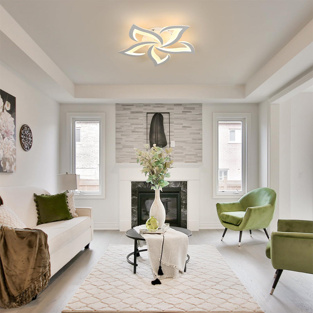 Contemporary Flower Shape Iron Living Room LED Ceiling Light
