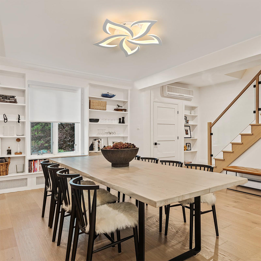 Contemporary Flower Shape Iron Living Room LED Ceiling Light