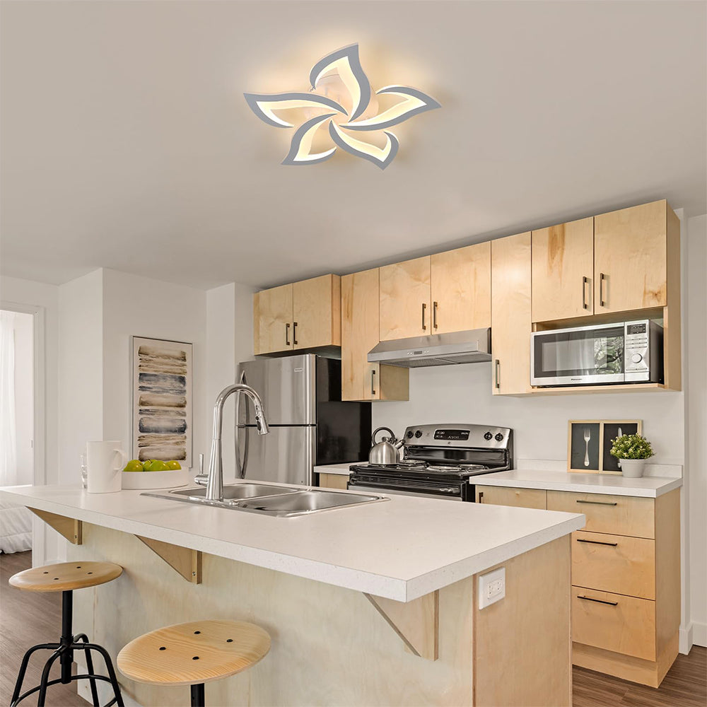 Contemporary Flower Shape Iron Living Room LED Ceiling Light
