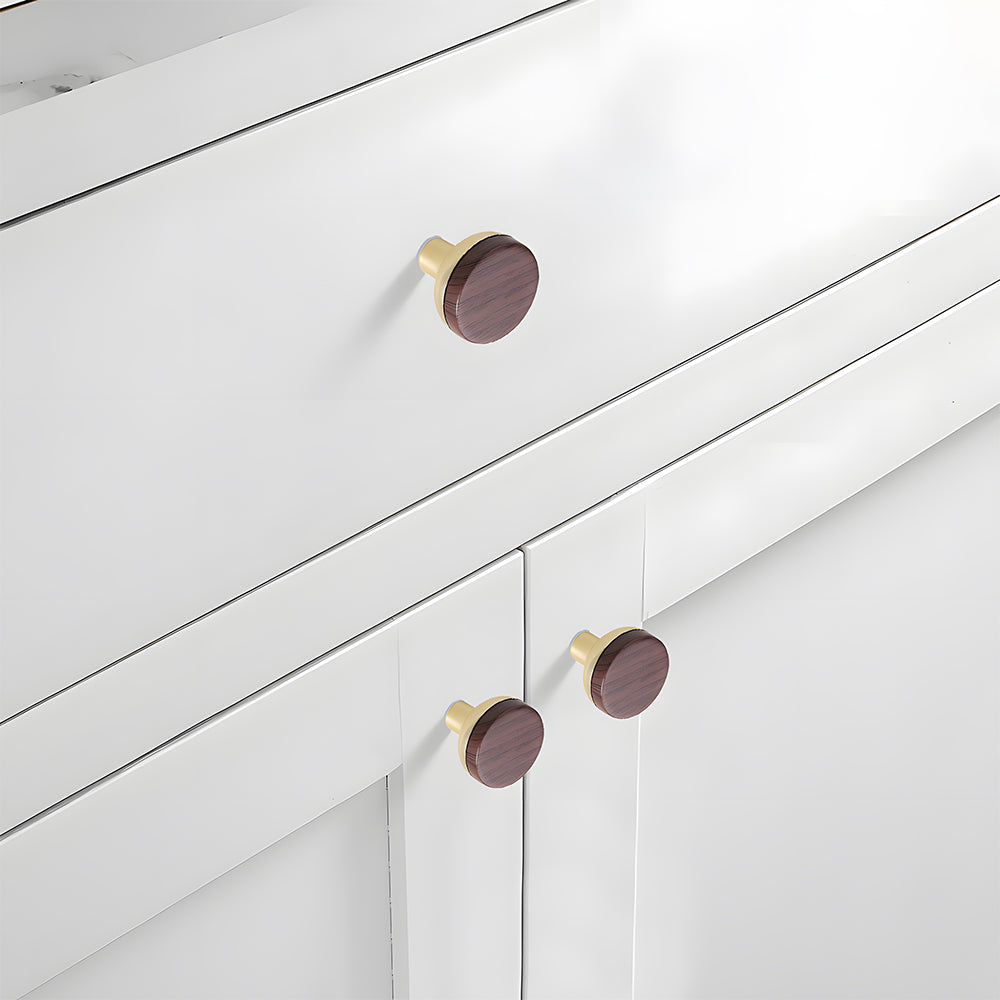 Round Wood Zinc Alloy Cabinet Wardrobe Door Handles