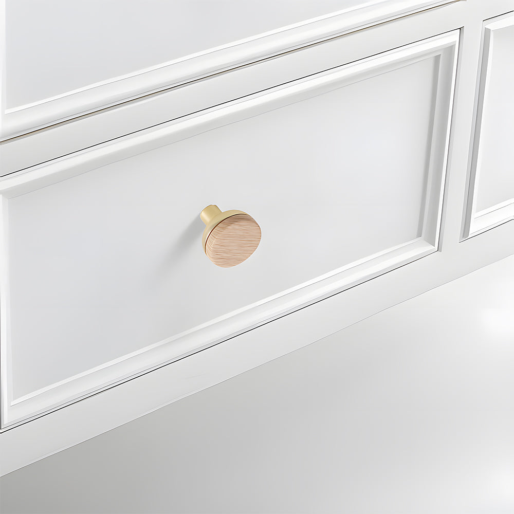 Round Wood Zinc Alloy Cabinet Wardrobe Door Handles