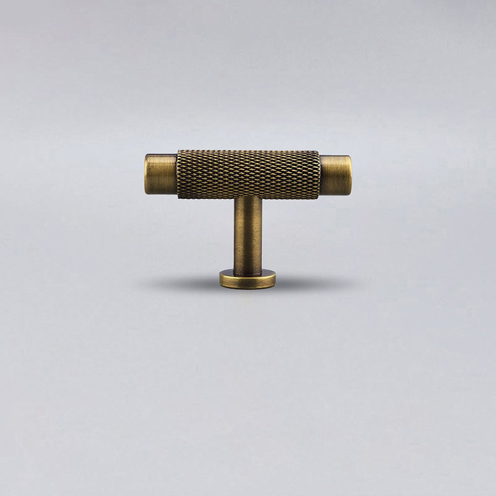 Modern Brass Knurled Handles for Kitchen Cabinets