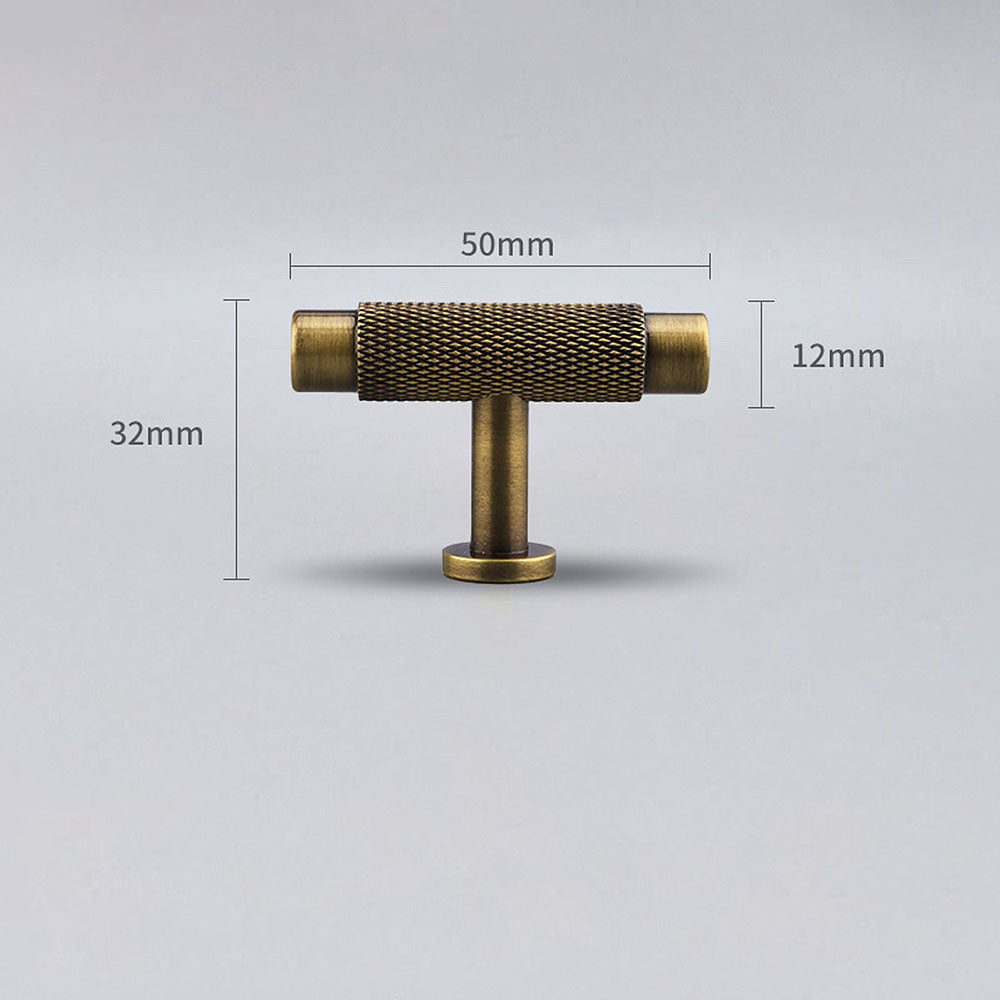 Modern Brass Knurled Handles for Kitchen Cabinets