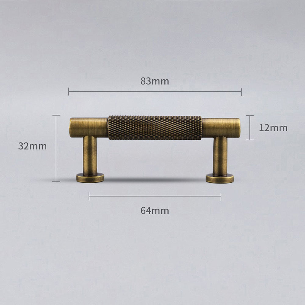 Modern Brass Knurled Handles for Kitchen Cabinets