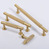 Modern Brass Knurled Handles for Kitchen Cabinets