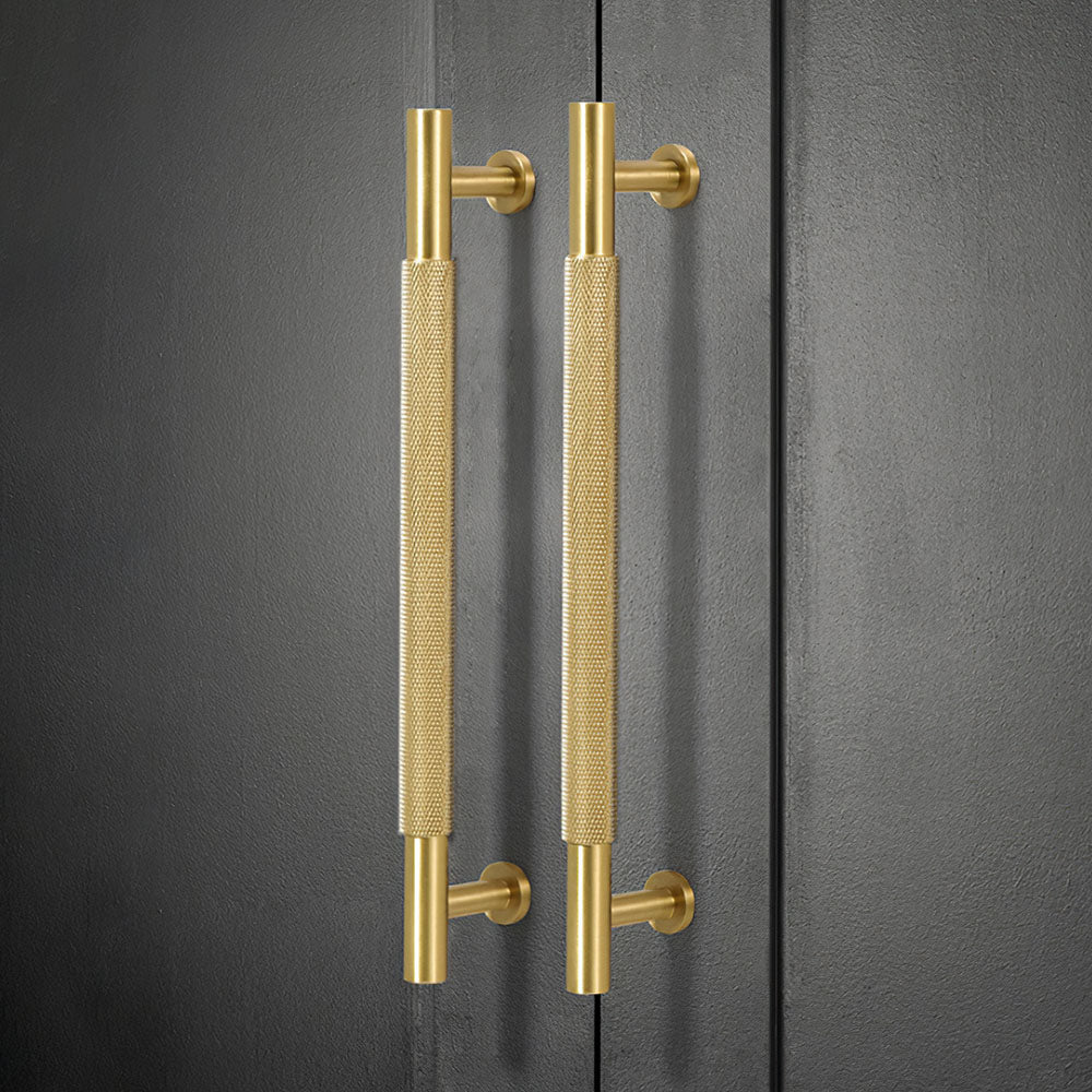 Modern Brass Knurled Handles for Kitchen Cabinets