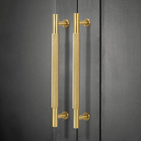 Modern Brass Knurled Handles for Kitchen Cabinets