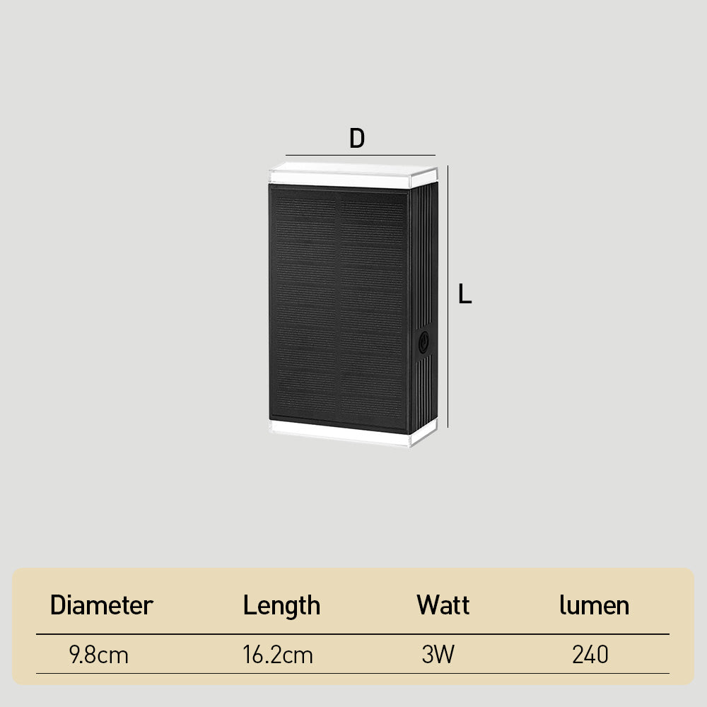 Black IP65 Solar Powered Up Down Outdoor Wall Light