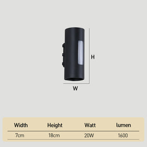 Modern Round IP65 Black LED Outdoor Wall Light in Black, Warm Light