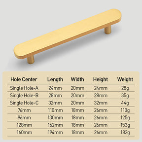 Modern Simple Brass Gold Cabinet Handles