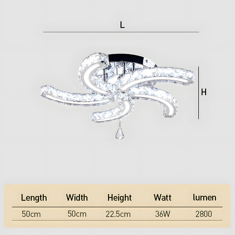 Luxury Crystal 5 Arms LED Flush Mount Ceiling Lights