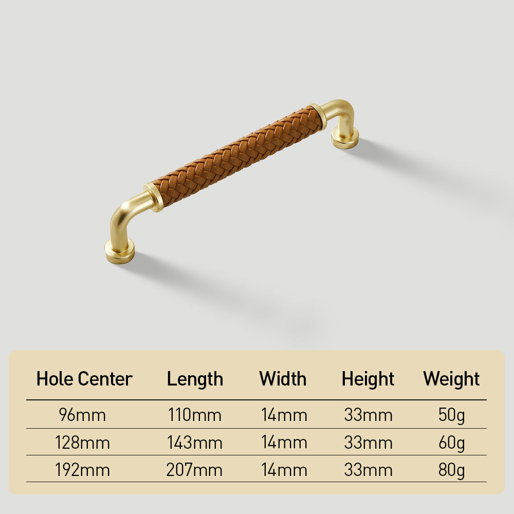 Curved Woven Leather Cupboard Handles