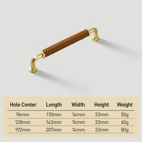 Curved Woven Leather Cupboard Handles