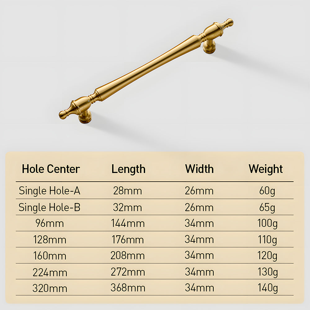 Vintage Brass Wardrobe Cabinet Door Handles