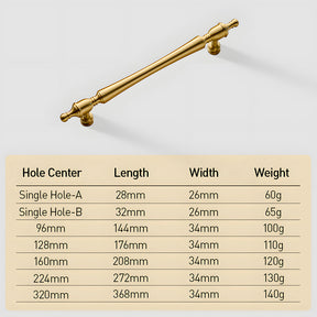 Vintage Brass Wardrobe Cabinet Door Handles