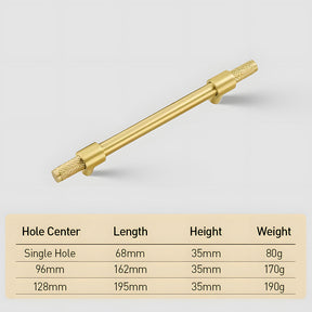 Solid Brass Knurled Kitchen T-Bar Cabinet Handles