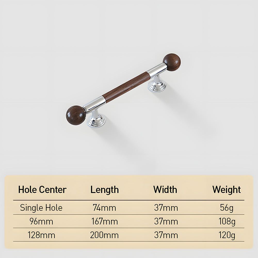Medieval Brass Round Wooden Head Cabinet Handles