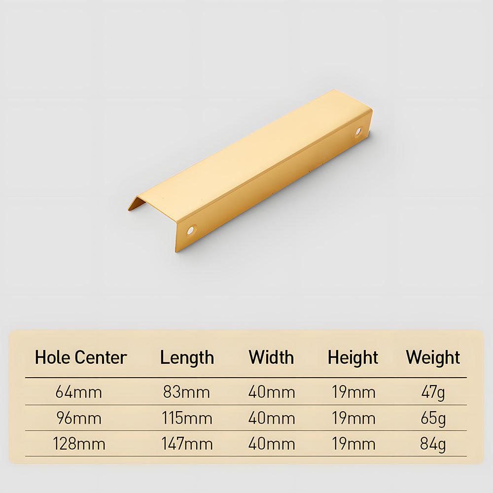 Modern Simple Embedded Brass Gold Edge Pulls