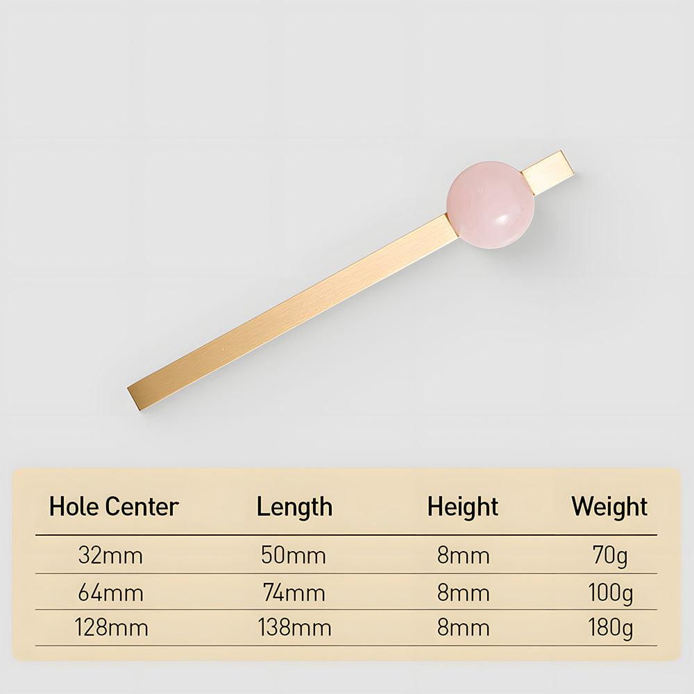 Natural Crystal Sphere Brass Cabinet Handles