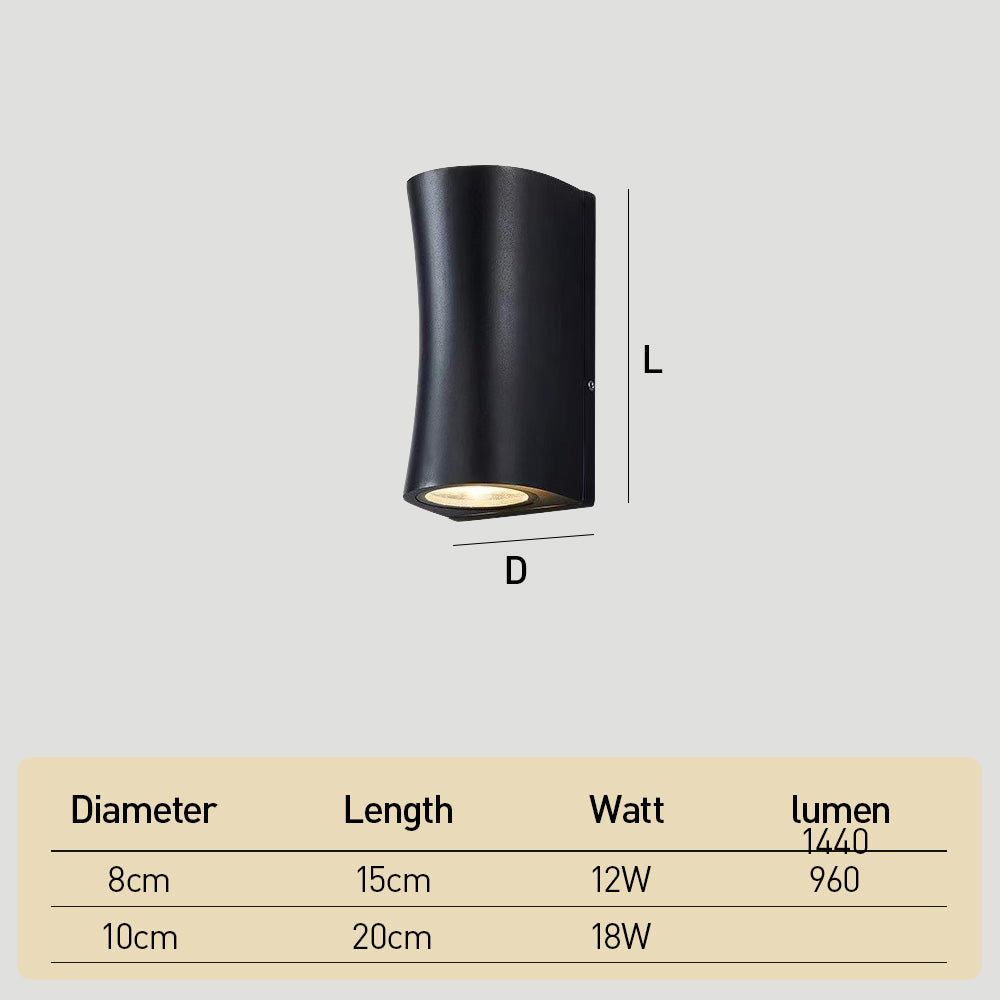 IP65 Curved & Square Up Down Exterior Sconce