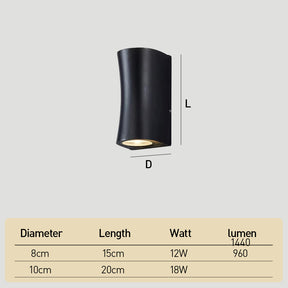 IP65 Curved & Square Up Down Exterior Sconce