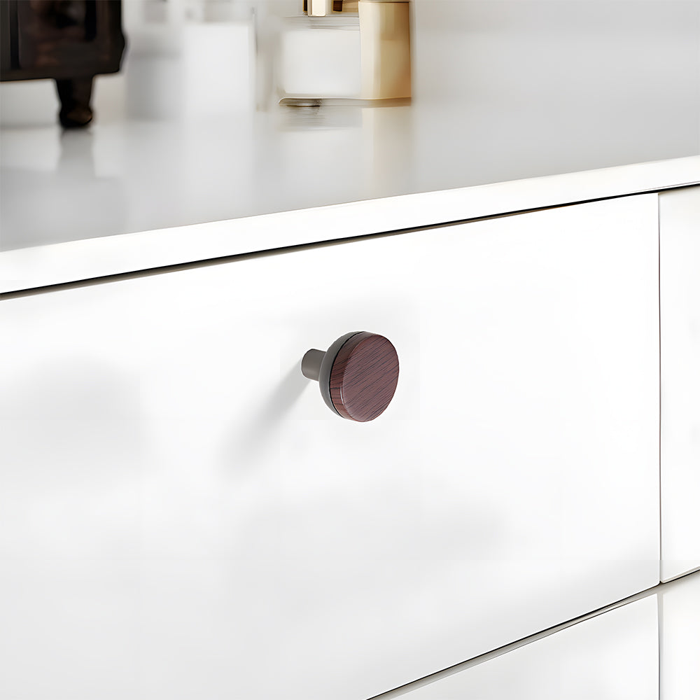 Round Wood Zinc Alloy Cabinet Wardrobe Door Handles