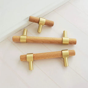 Wooden Cabinet Handles With Brass Base