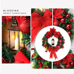 Refined Red Christmas Wreath Ornament With LED Christmas Lightings