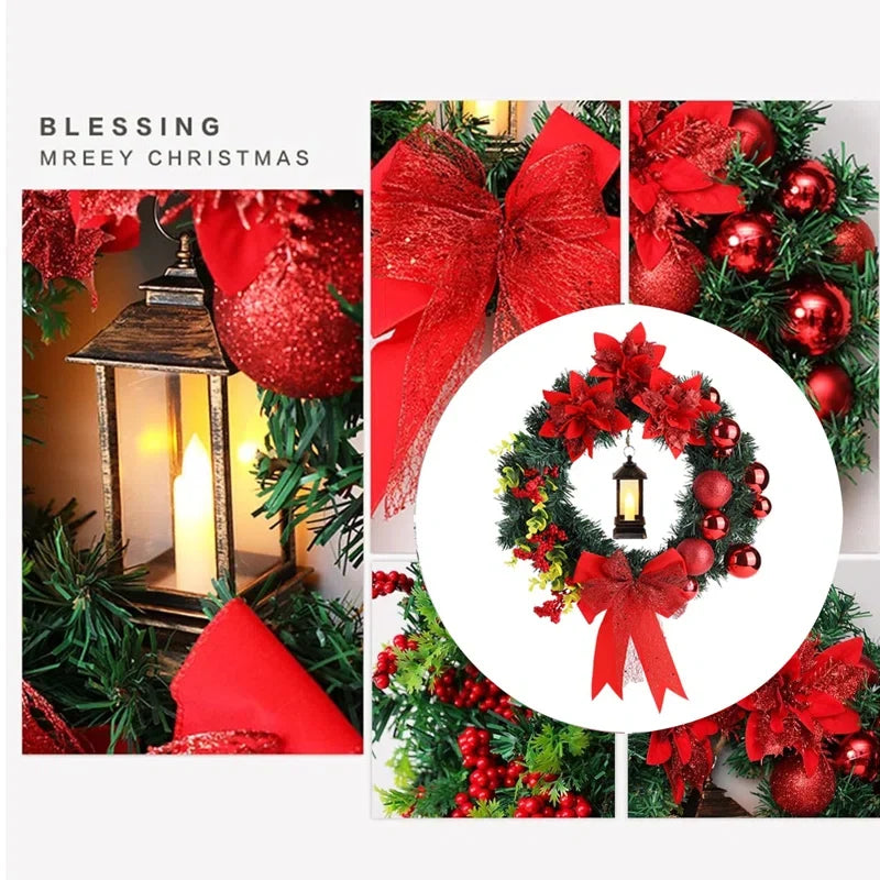 Refined Red Christmas Wreath Ornament With LED Christmas Lightings