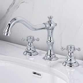 Brass Dual Cross Handles 3 Hole Basin Tap_Sliver