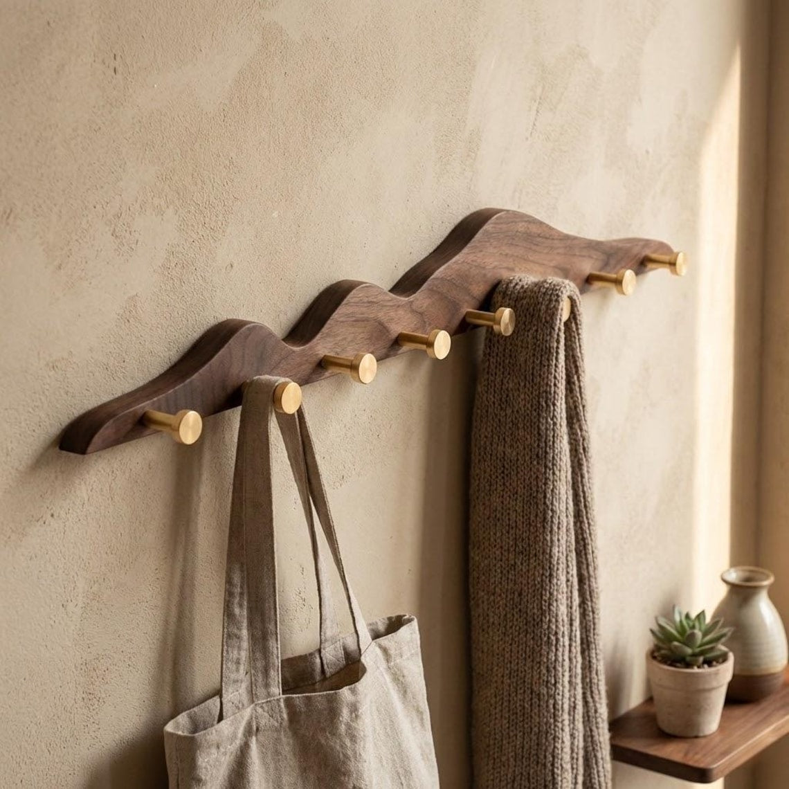 Mountain Shape Solid Wood Wall Hooks