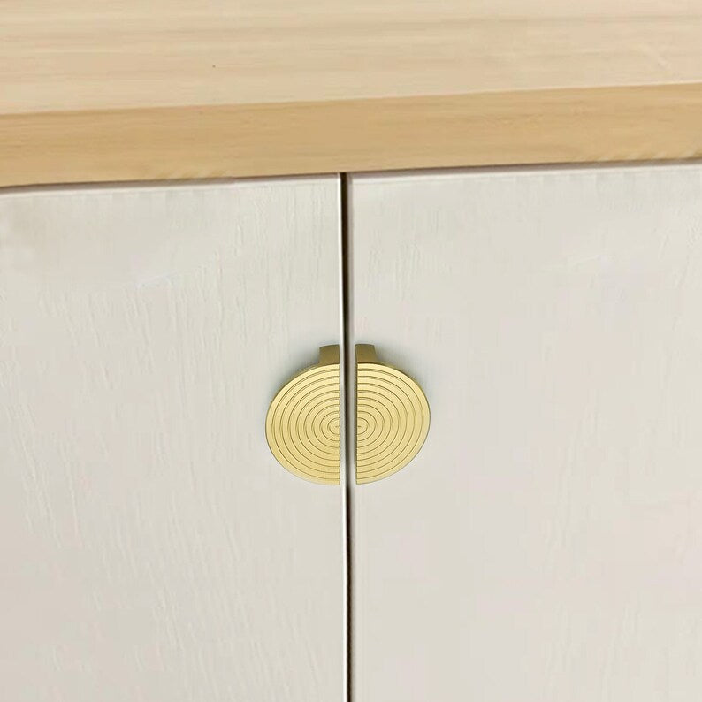 A Pair of Modern Semi-Circular Gold Kitchen Cabinet Door Handle