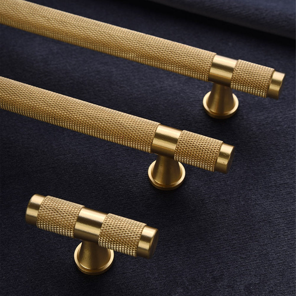 Solid Brass Knurled Cupboard Bar Handles