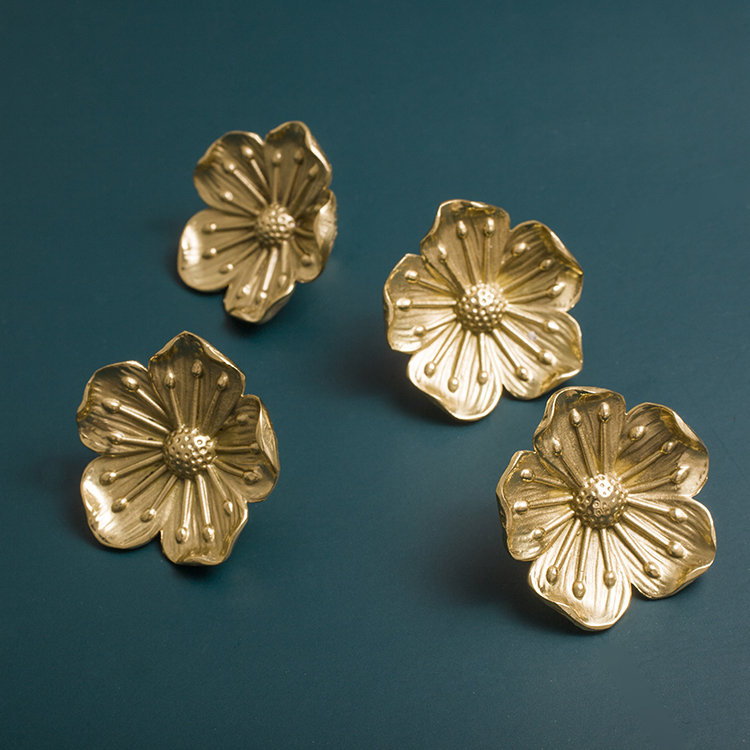 Gold Brass Sakura Cabinet Knobs